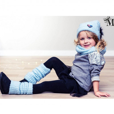 Комплект шапка, шарф-труба и гетры, голубой