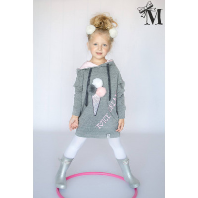Туника серого цвета с капюшоном "IceCream"