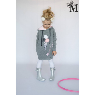 Туника серого цвета с капюшоном "IceCream"