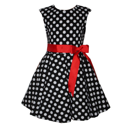 Платье в горошек с поясом