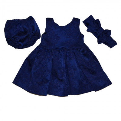 Платье синее в комплекте с повязкой из жаккарда