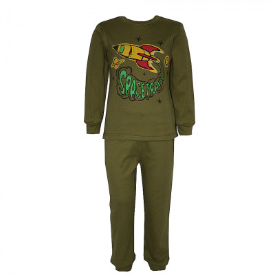 Пижама с аппликацией, оливковая