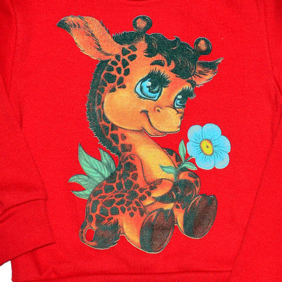 Ярко-красная пижама для девочки с жирафом