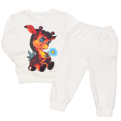 Пижама белая для девочки с жирафом