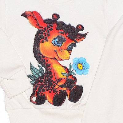 Пижама белая для девочки с жирафом