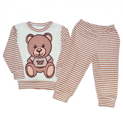Пижама детская в полоску с мишкой