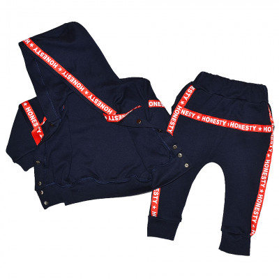 Синий спортивный костюм с капюшоном