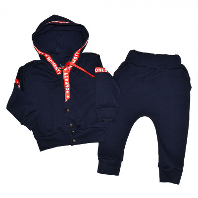 Синий спортивный костюм с капюшоном