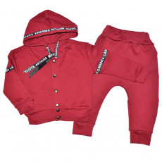 Бордовый спортивный костюм с капюшоном