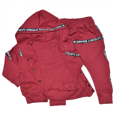 Бордовый спортивный костюм с капюшоном