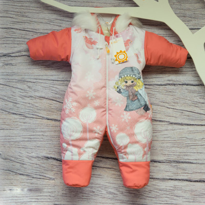 Комбинезон зимний на овчине, коралловый