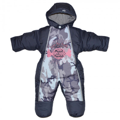 Комбинезон серого цвета с рисунком для девочки