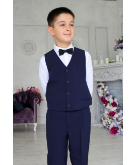 Синий костюм с пиджаком и жилетом