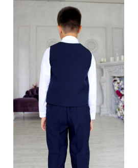 Синий костюм с пиджаком и жилетом