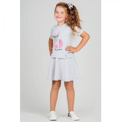 Платье серое с рисунком