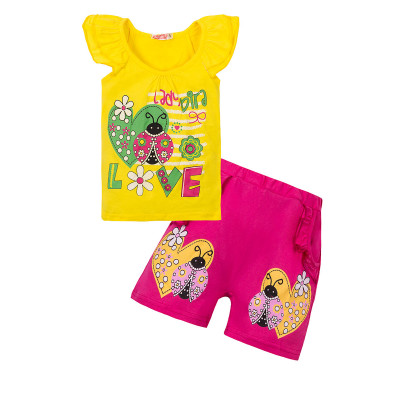 Желтая кофта и розовые шорты комплект Love