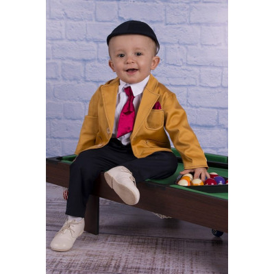 Костюм с медовым пиджаком и синими брюками"RainBowYellow"