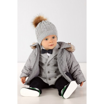 Пальто-куртка для мальчика с капюшоном, серый