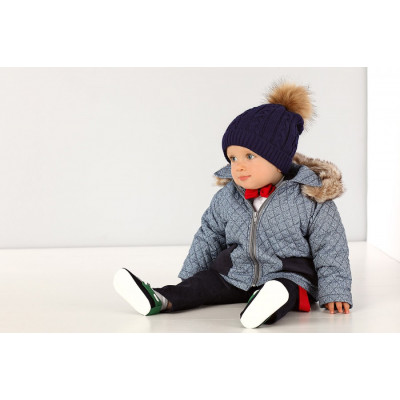 Пальто-куртка для мальчика с капюшоном, синяя