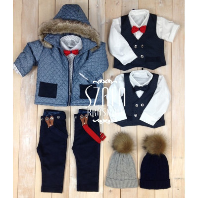 Пальто-куртка для мальчика с капюшоном, синяя