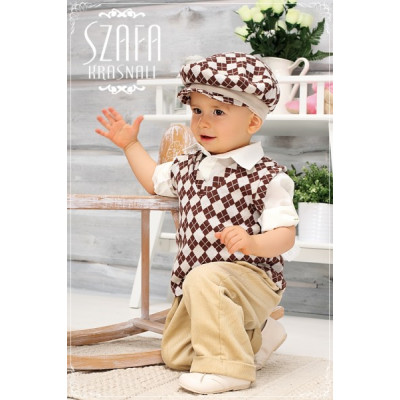 Коричневый костюм для мальчика "Ромб"